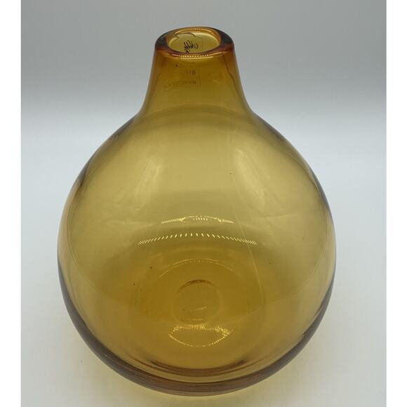 Krosno Poland Handmade Hand Blown Amber Vase Art Glass Vintage - Picture 6 of 6